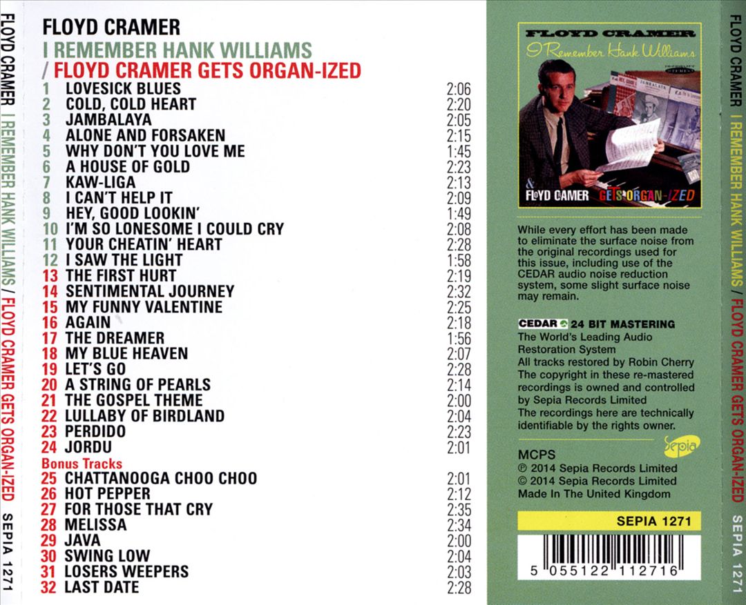 I Remember Hank Williams/Floyd Cramer Gets Organ-ized cover art