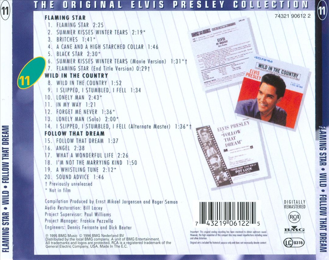 Flaming Star/Wild in the Country/Follow That Dream cover art