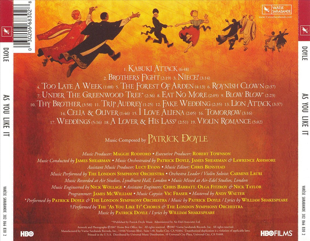 William Shakespeare's As You Like It [Music from the HBO Film] cover art
