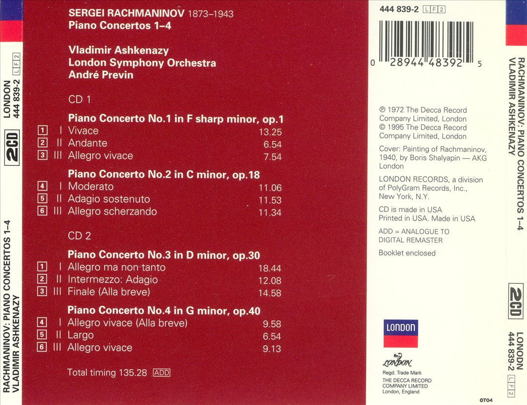 Rachmaninov: Piano Concertos Nos. 1 - 4 [1970-71 Recording] cover art