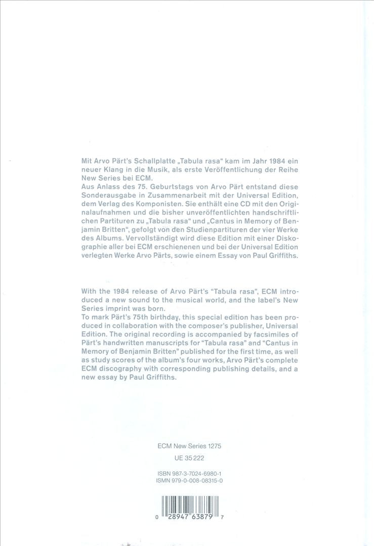 Arvo Pärt: Tabula Rasa [Special Edition with Book] [Deluxe] cover art