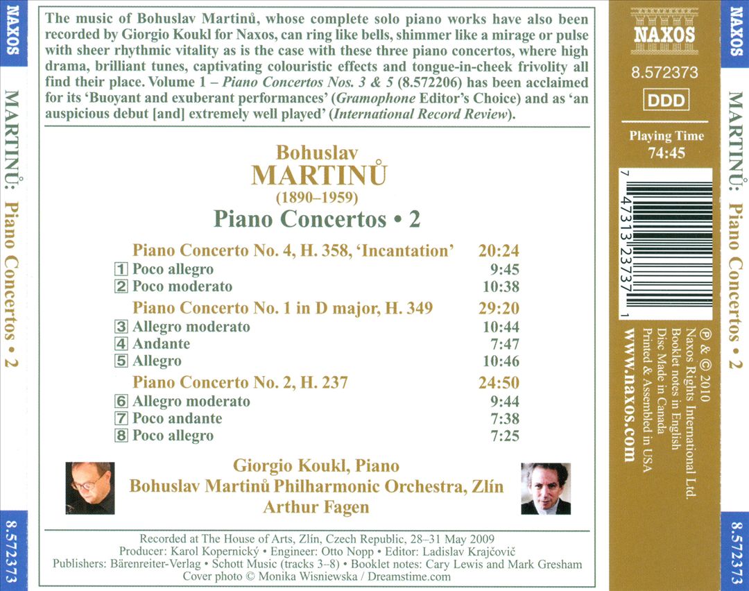 Martinu: Piano Concertos Nos. 1, 2 & 4 cover art