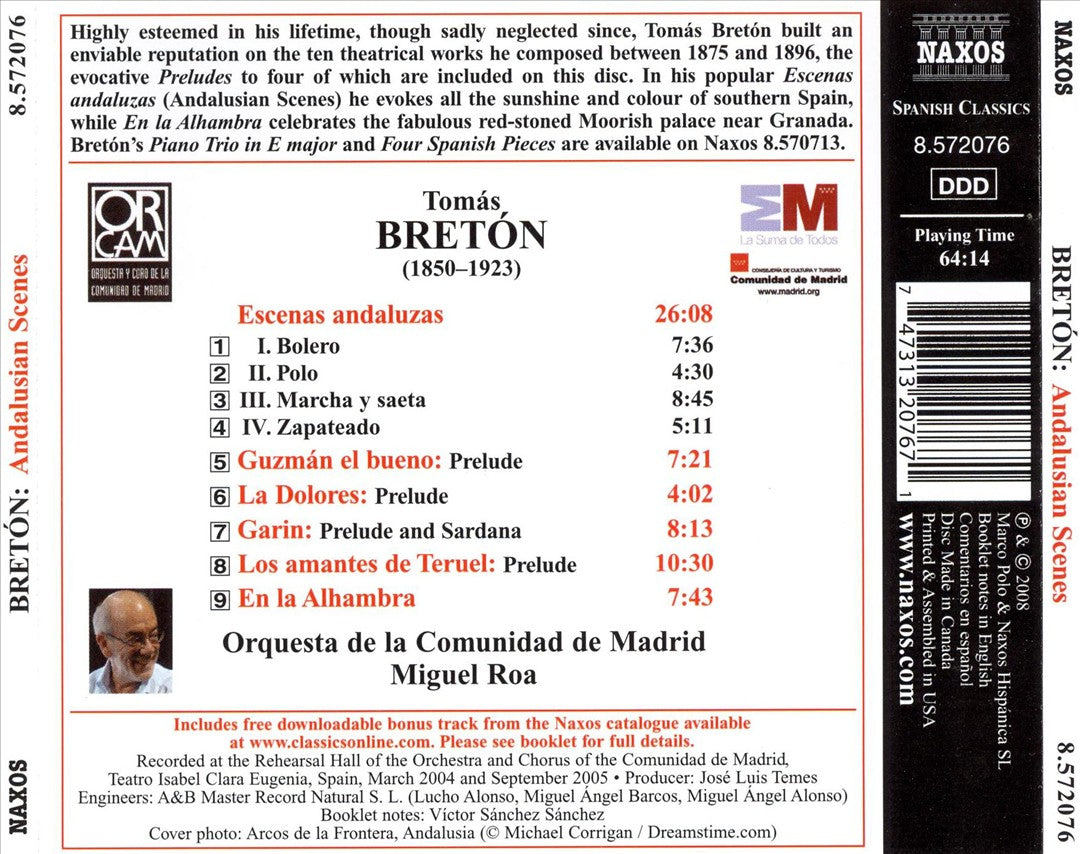 Tomás Bretón: Andalusian Scenes; In the Alhambra; Opera Preludes cover art