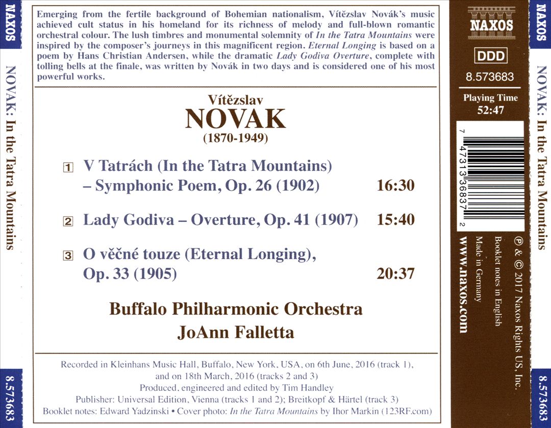 Vítazslav Novak: In the Tatra Mountains; Lady Godiva Overture; Eternal Longing cover art