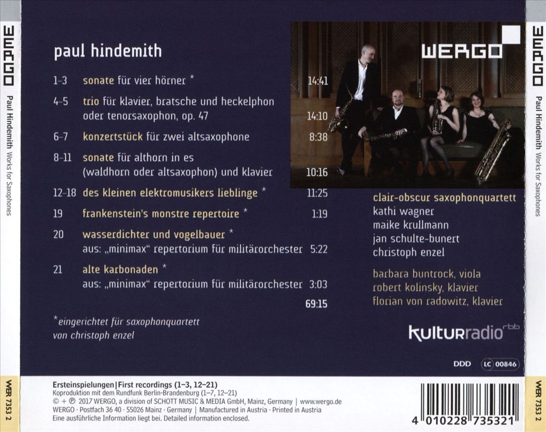 Paul Hindemith: Works for Saxophones cover art