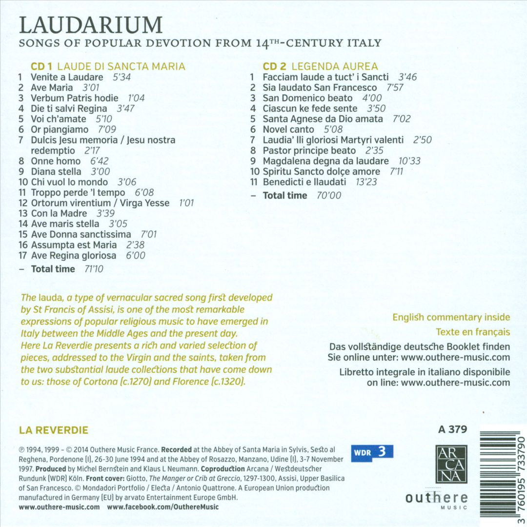 Laudarium: Songs of Popular Devotion from 14th Century Italy cover art