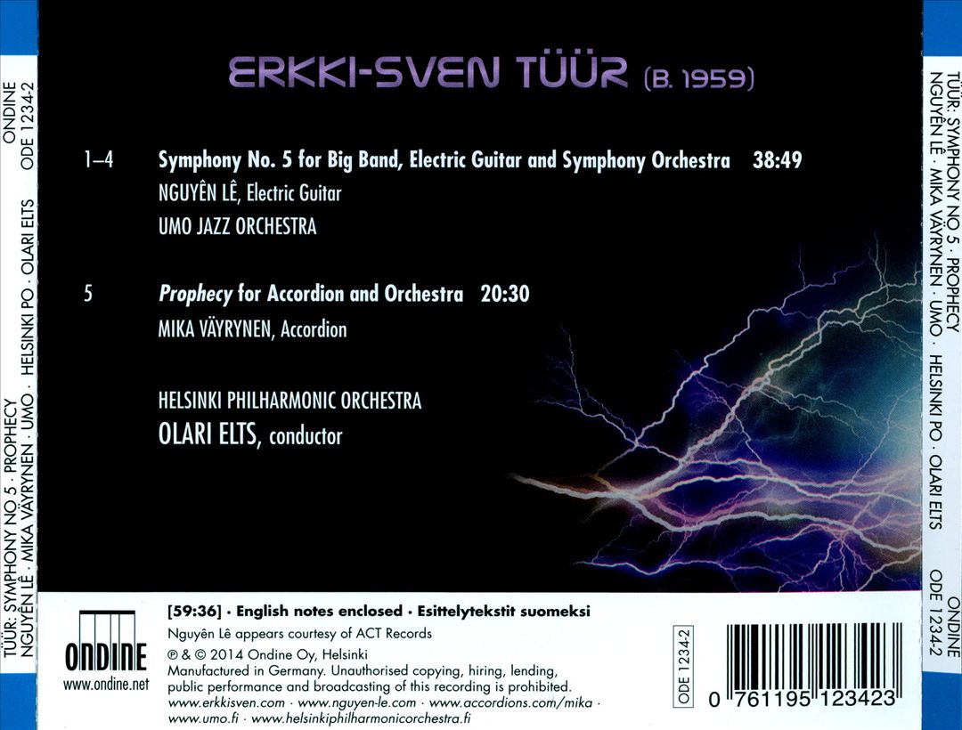 Erkki-Sven Tüür: Symphony No. 5 for Big Band, Electric Guitar and Symphony Orchestra; Prophecy for Accordion and Orchestra cover art