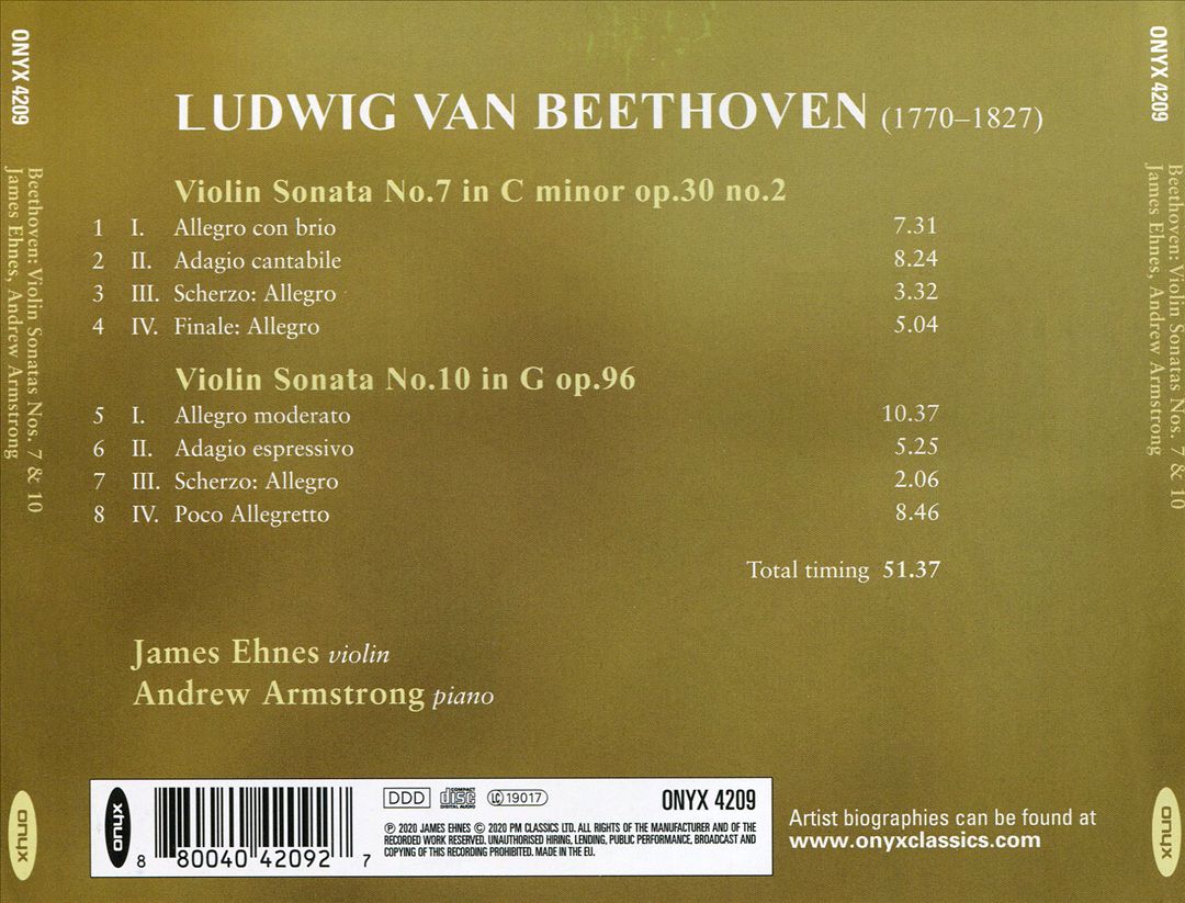 Beethoven: Violin Sonatas Nos. 7 & 10 cover art