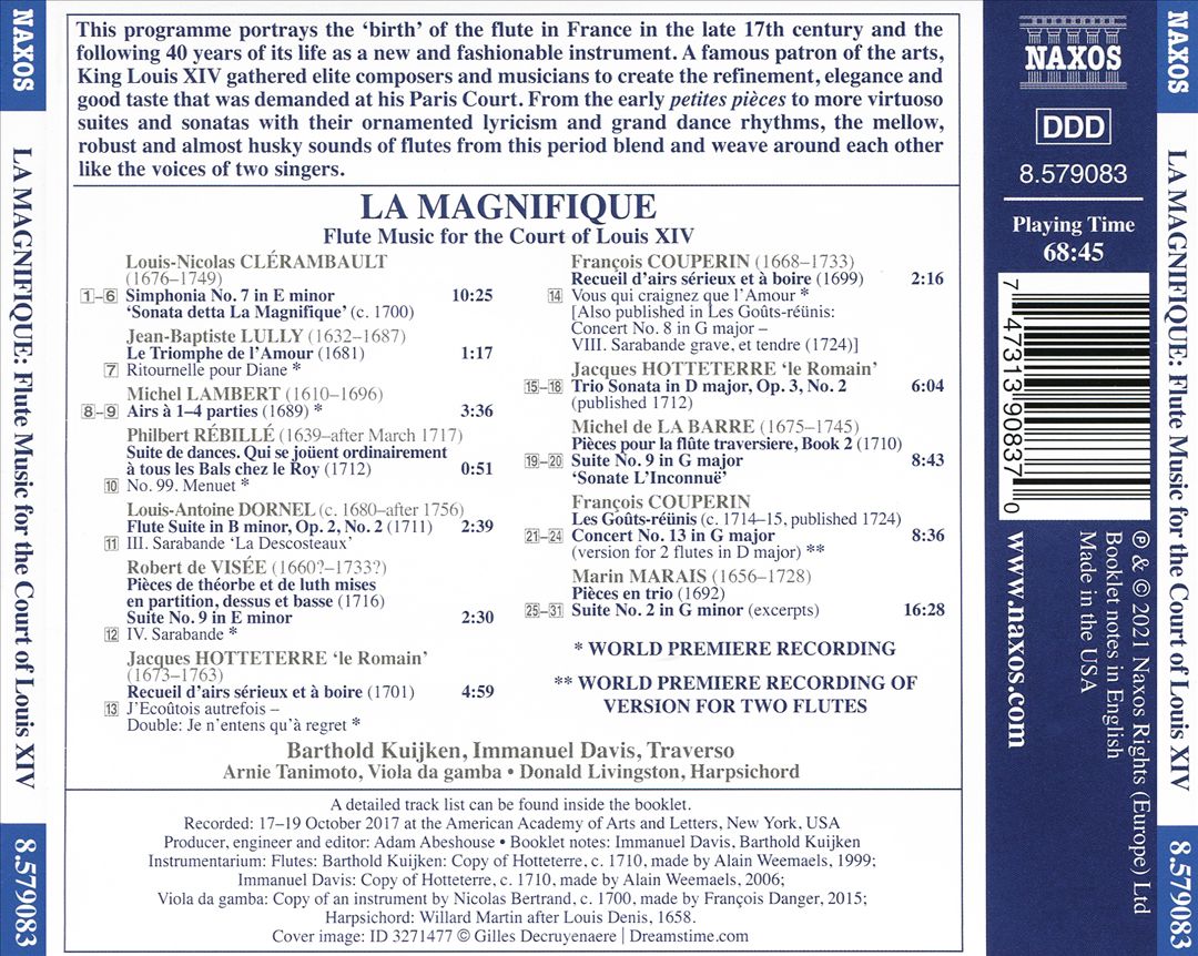 Magnifique: Flute Music for the Court of Louis XIV cover art