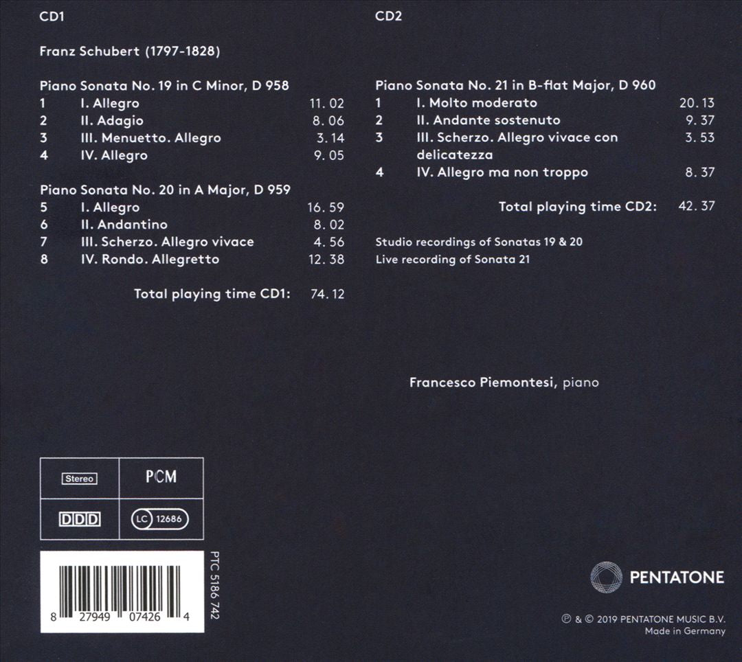 Schubert: Last Piano Sonatas cover art