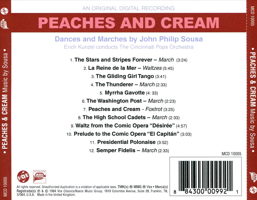Peaches and Cream: Dances and Marches by John Philip Sousa cover art