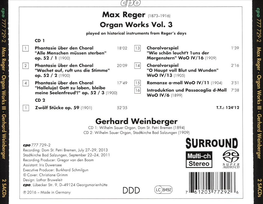 Max Reger: Organ Works, Vol. 3 cover art
