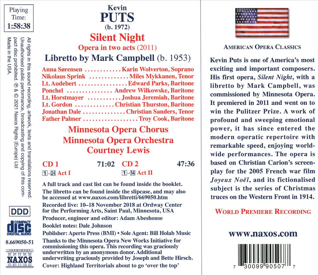 Kevin Puts/Mark Campbell: Silent Night cover art