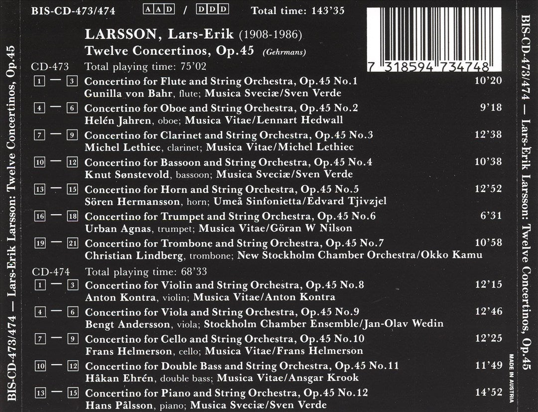 Lars-Erik Larsson: Twelve Concertinos, Op. 45 cover art