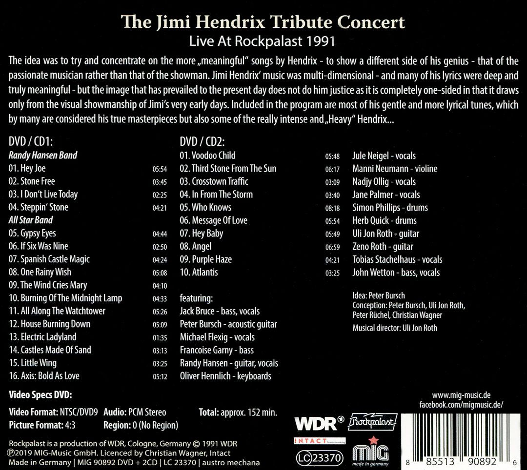 Jimi Hendrix Tribute Concert: Live at Rockpalast 1991 [CD/DVD] cover art