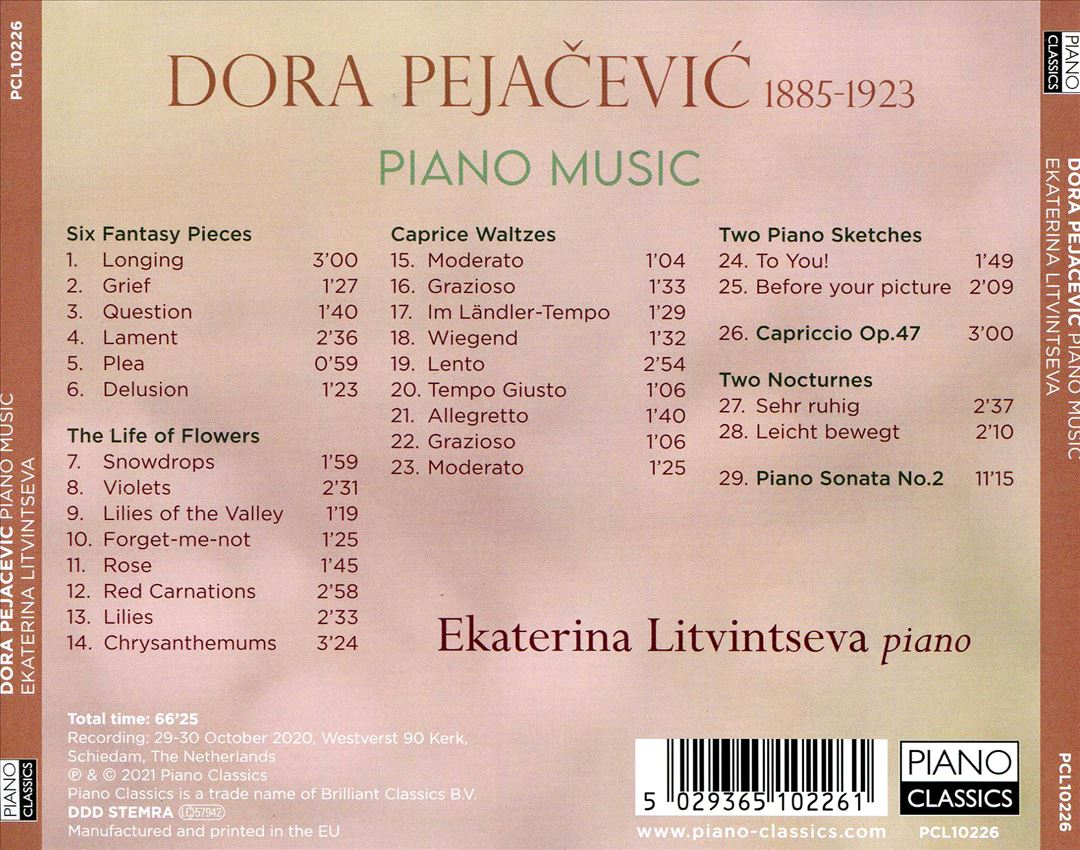 Dora Pejacevic: Piano Music cover art