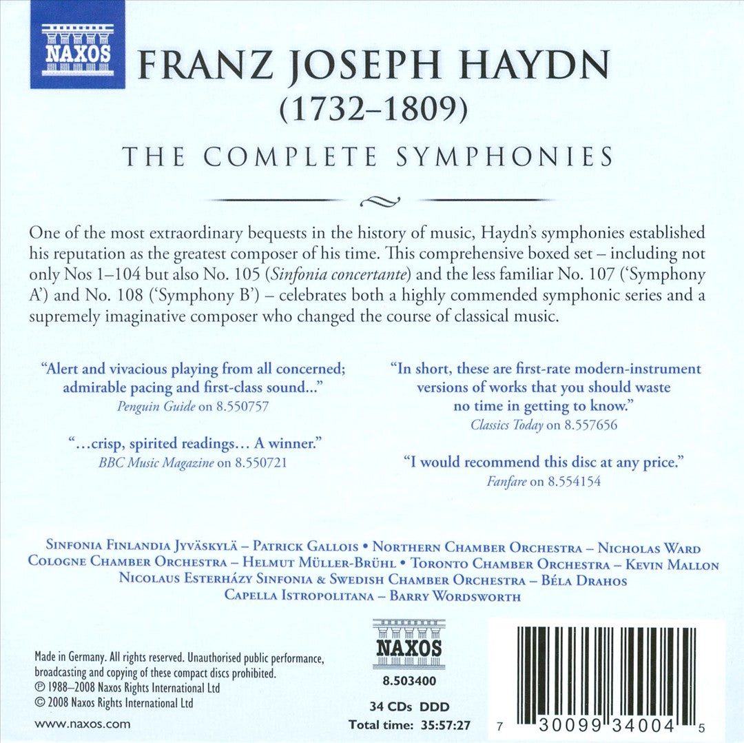 F.J. Haydn: Complete Symphonies (Box Set) cover art
