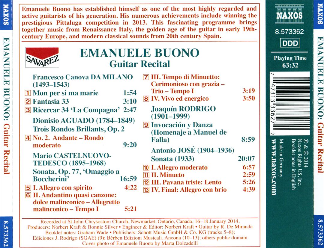 Emanuele Buono: Winner 2013 Michele Pittaluga Guitar Competition, Alessandria cover art