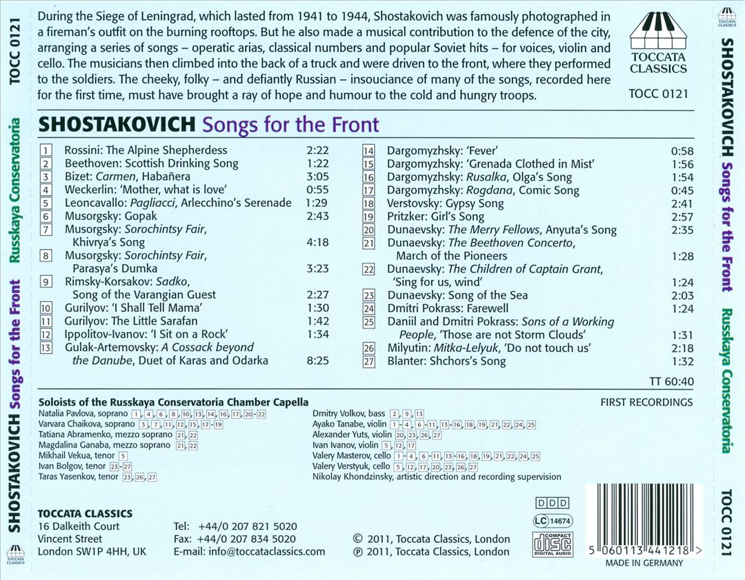 Shostakovich: Songs for the Front cover art