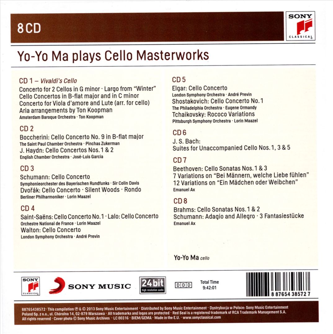 Yo-Yo Ma Plays Great Cello Masterworks cover art