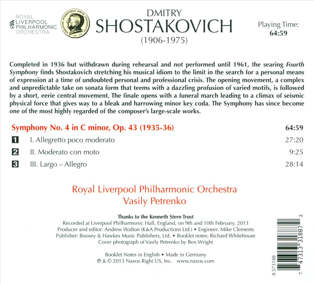 Shostakovich: Symphony No. 4 cover art