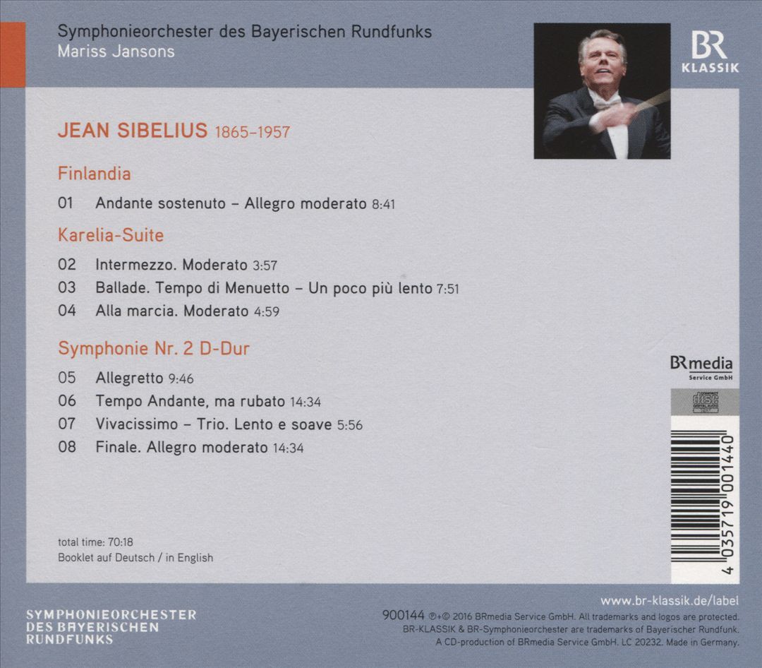 Sibelius: Symphonie Nr. 2; Finlandia; Karelia-Suite cover art