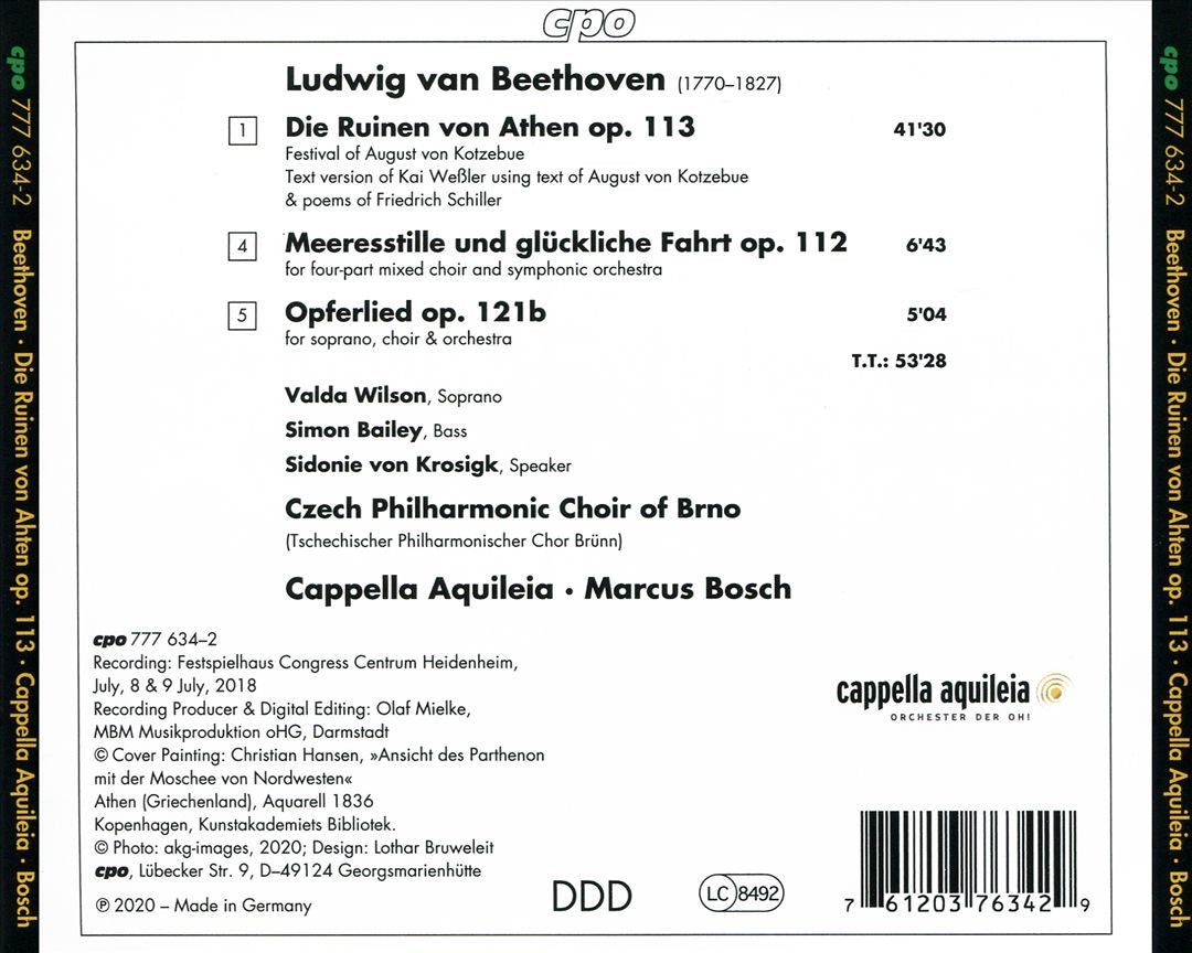 Ludwig van Beethoven: Die Ruinen von Athen; Meeresstille und glückliche fahrt; Opferlied cover art