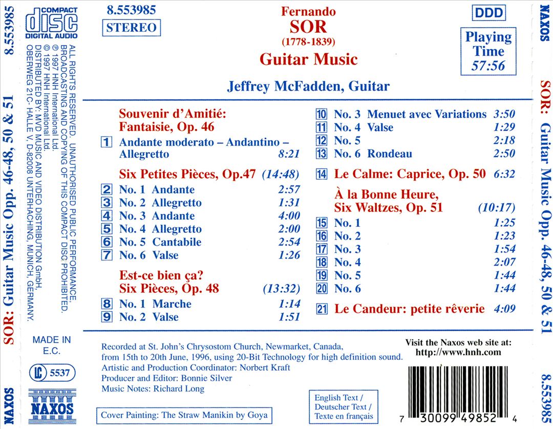 Fernando Sor: Souvenir d'Amitié; Six Petites Pièces; Est-ce bien ça?; À la Bonne Heure cover art