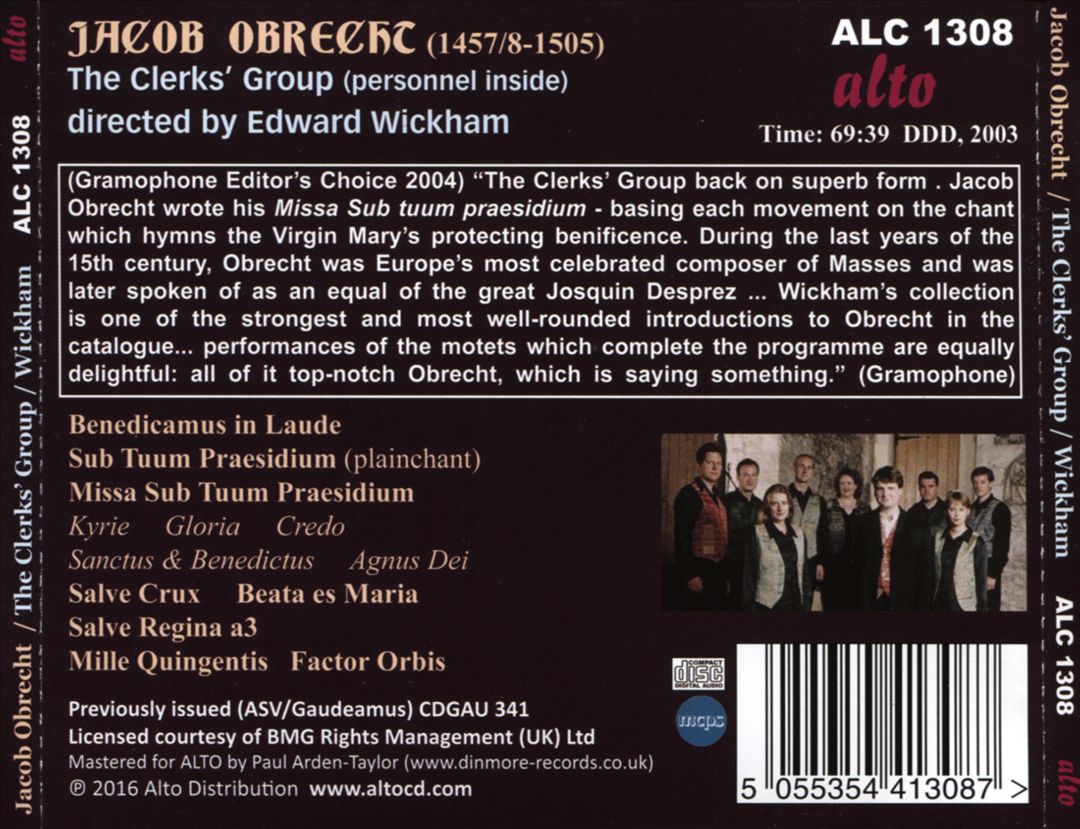 Jacob Obrecht: Missa Sub Tuum Praesidium; Benedicamus in Laude; Salve Regina cover art