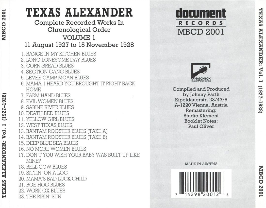 Texas Alexander, Vol. 1: 1927-1928 cover art
