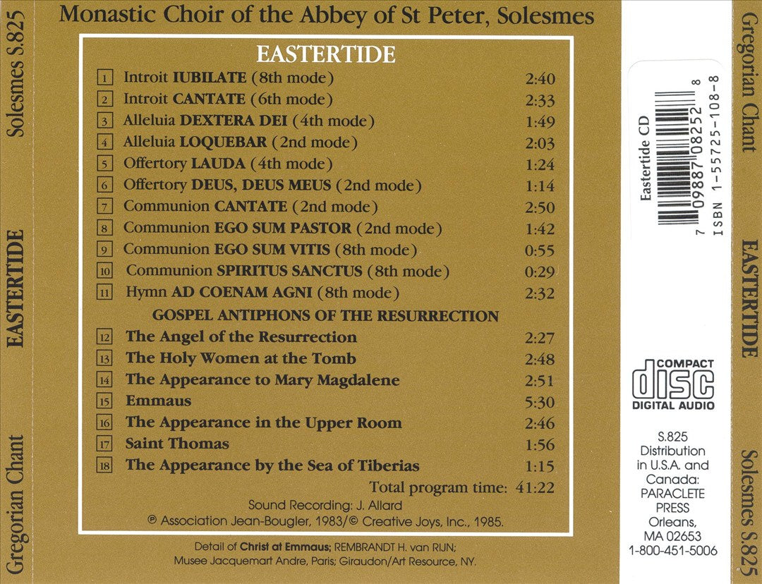 Eastertide: Gregorian Chant cover art