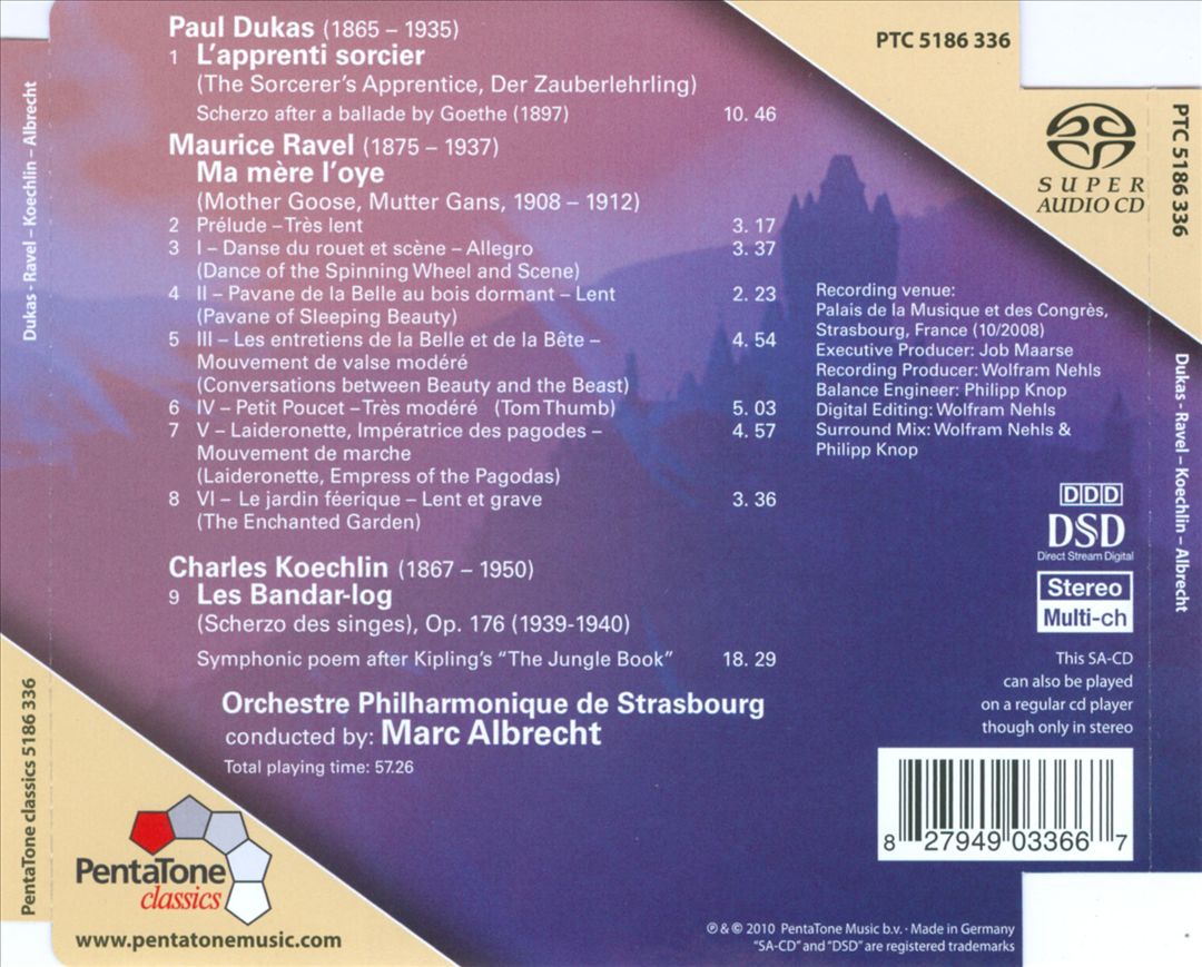 Dukas: L'apprenti sorcier; Ravel: Ma mère l'oye; Koechlin: Les Bandar-Log cover art