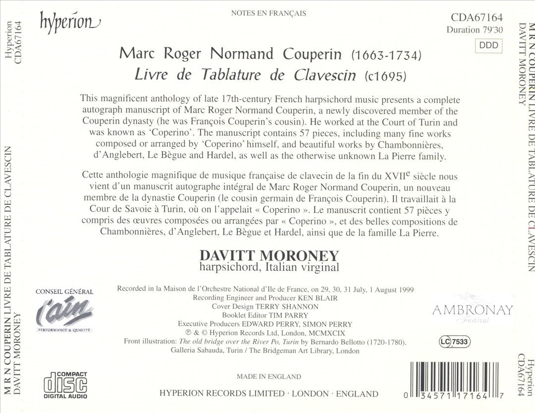 Couperin: Livre de Tablature de Clavescin cover art