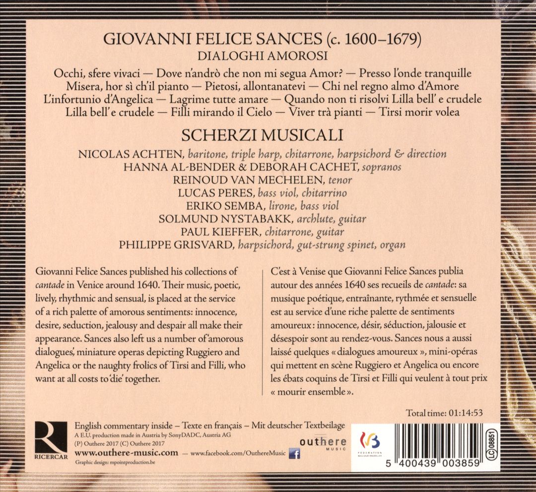 Giovanni Felice Sances: Dialoghi Amorosi cover art