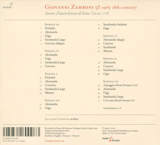 Giovanni Zamboni Romano: Sonate d'Intavolatura di Leuto cover art