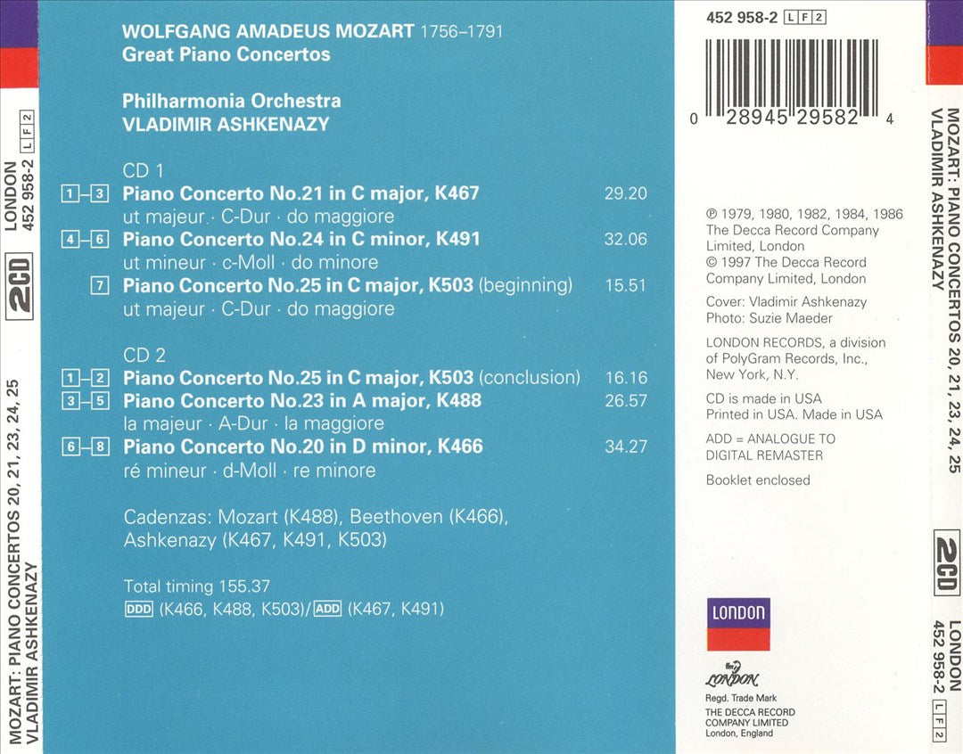 Mozart: Great Piano Concertos [Decca] cover art