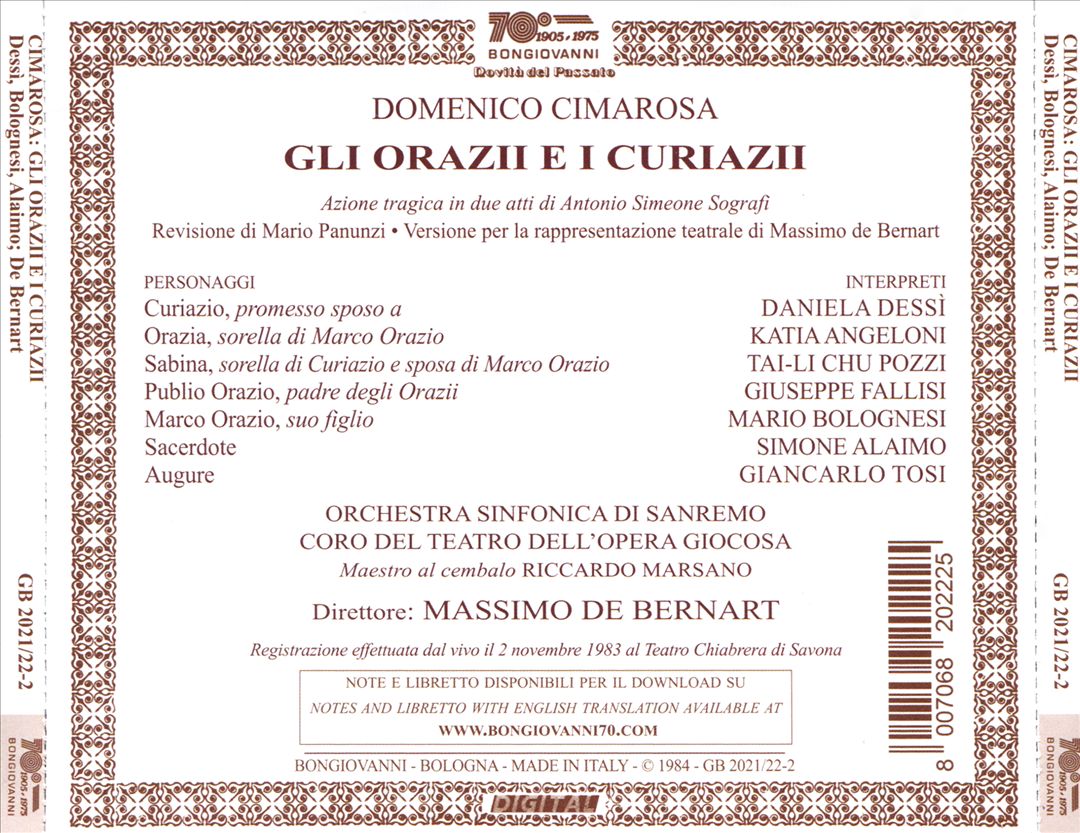 Cimarosa: Gli Orazii e i Curiazii cover art