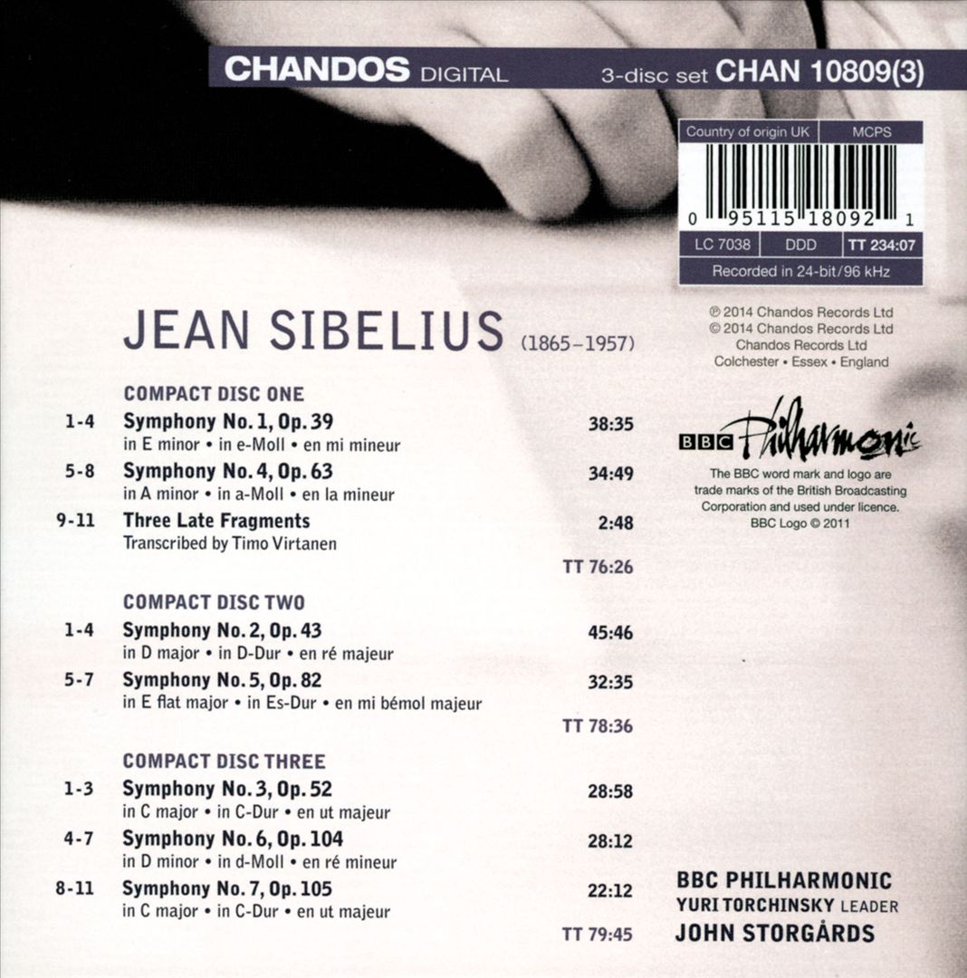 Sibelius: Complete Symphonies; 3 Late Fragments cover art