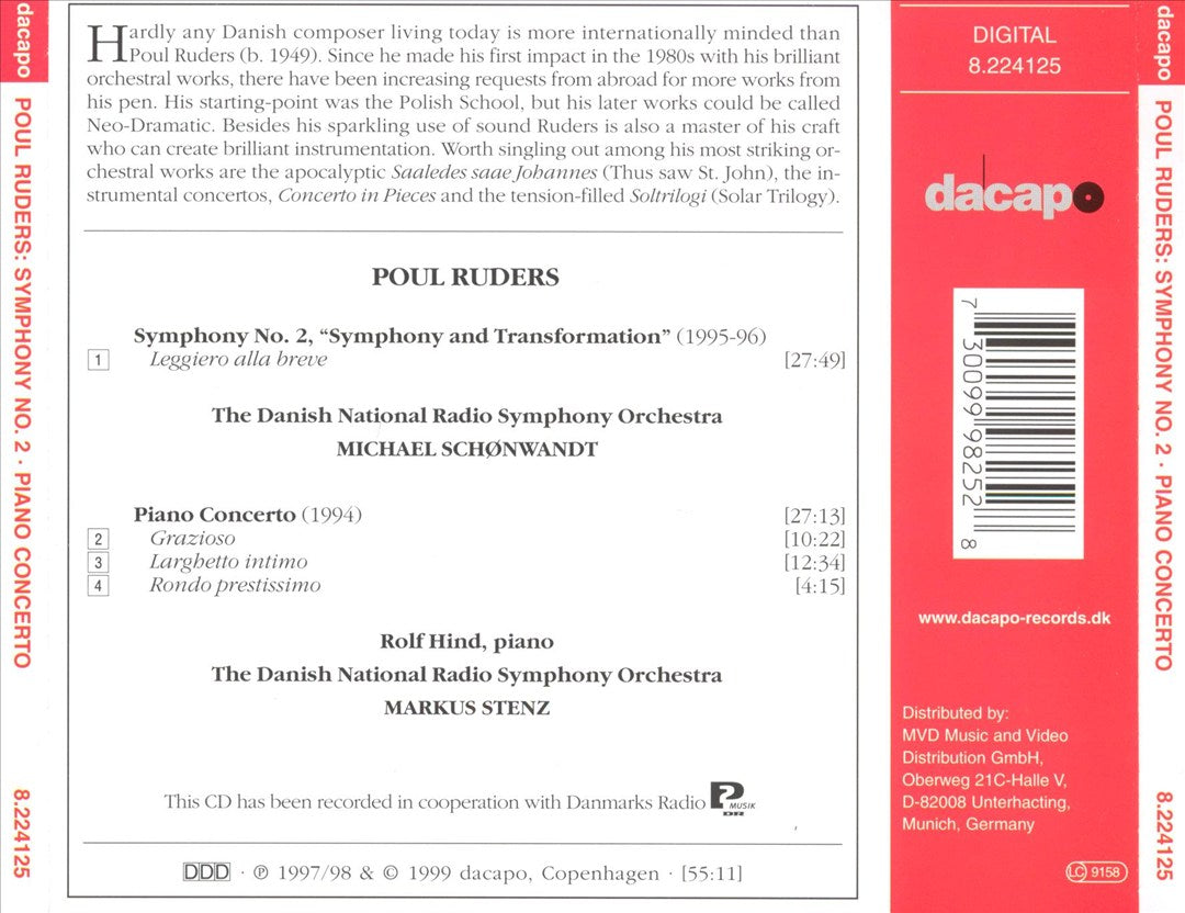 Poul Ruders: Symphony No. 2; Piano Concerto cover art