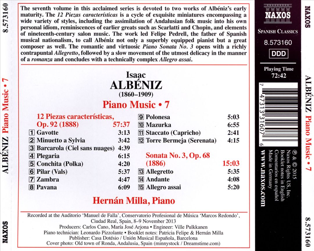 Albéniz: Piano Music - 12 Piezas Características, Sonata No. 3 cover art