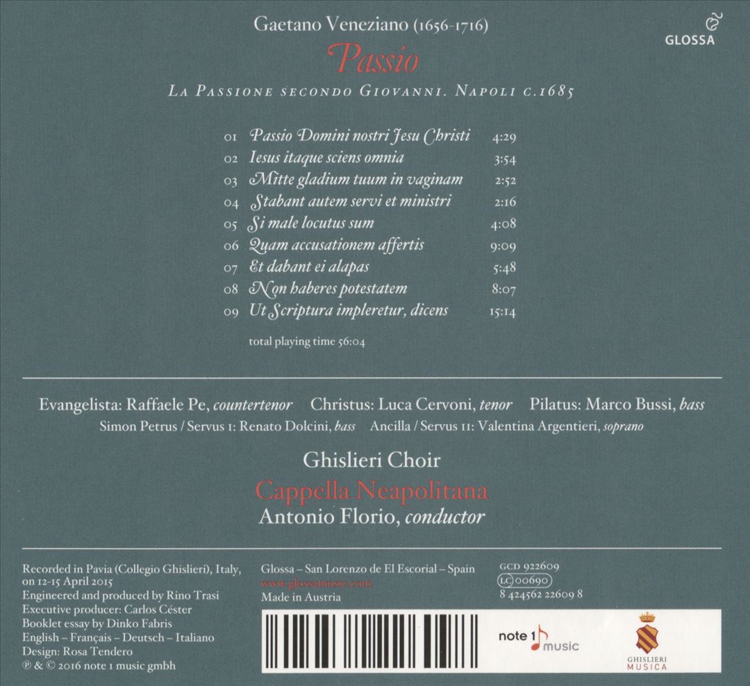 Gaetano Veneziano: Passio - La Passione Secondo Giovanni, Napoli c. 1685 cover art