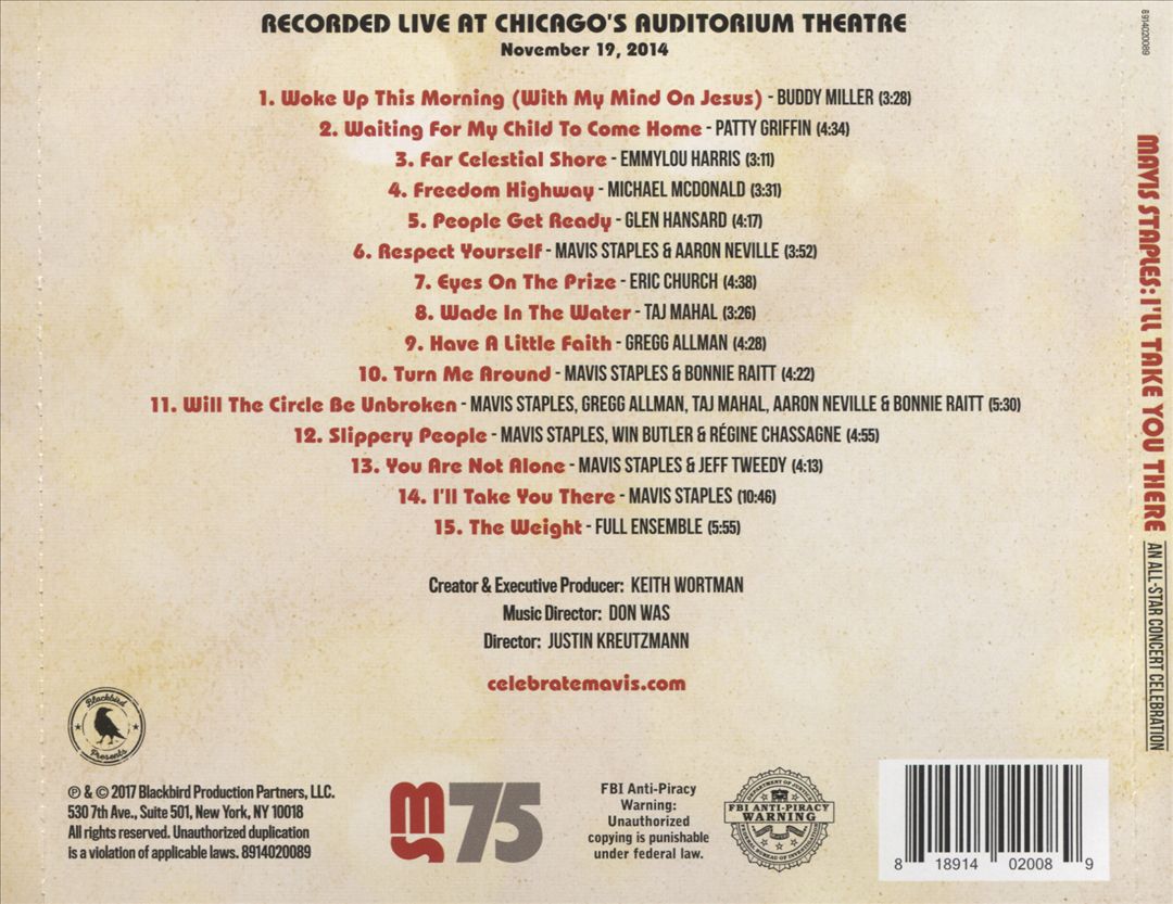Mavis Staples: I'll Take You There - An All-Star Concert Celebration cover art