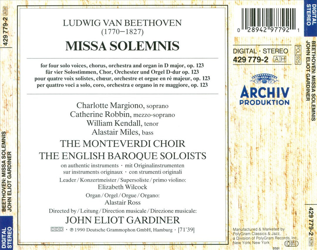 Beethoven: Missa Solemnis [1990 Recording] cover art