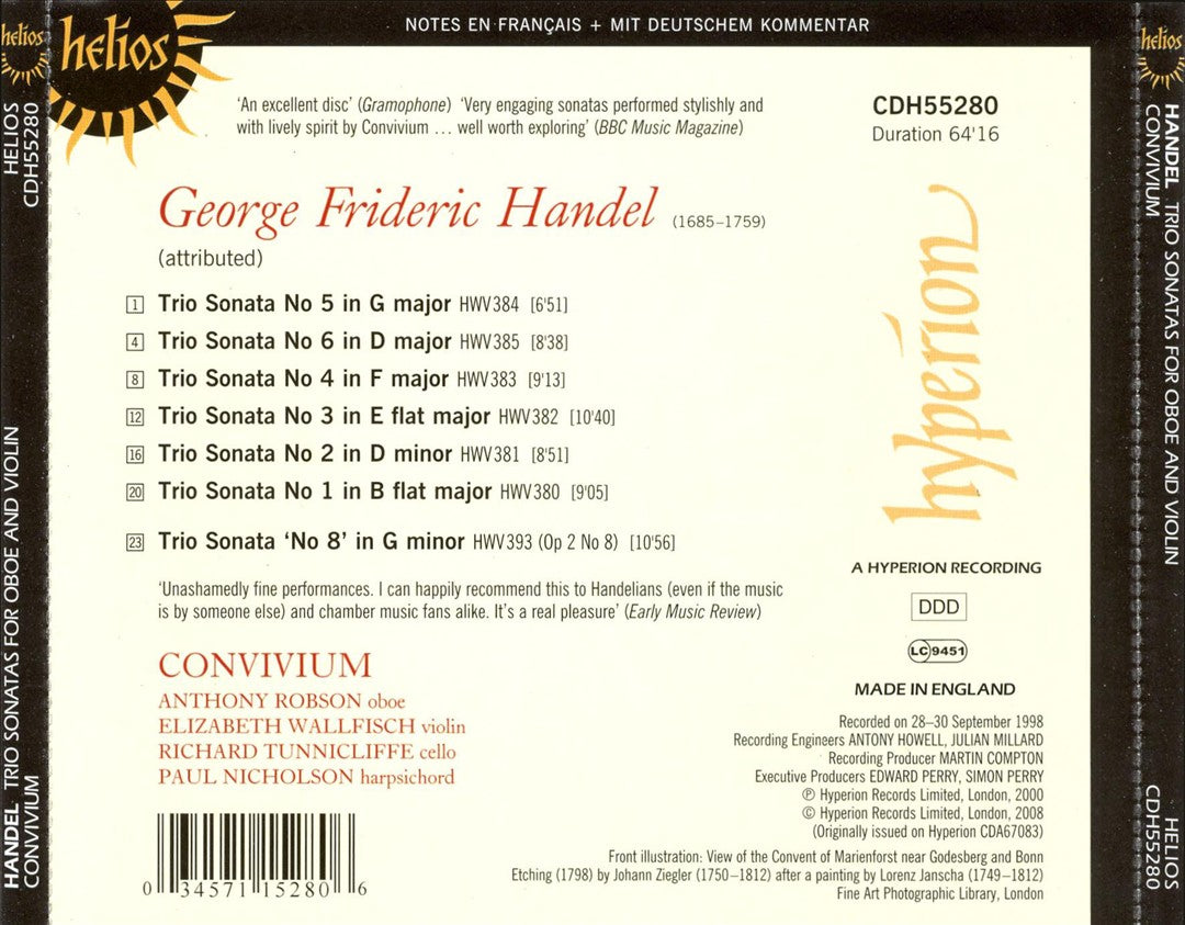 Handel: Trio Sonatas for Oboe and Violin cover art