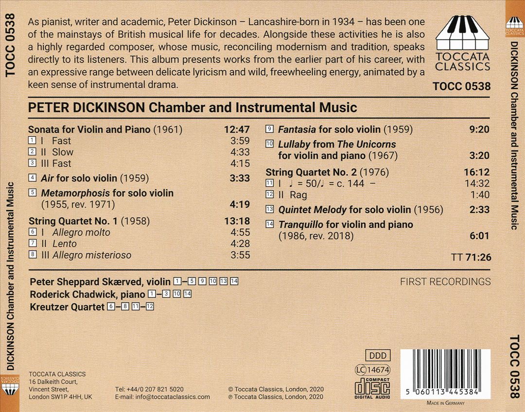 Peter Dickinson: Chamber and Instrumental Music cover art