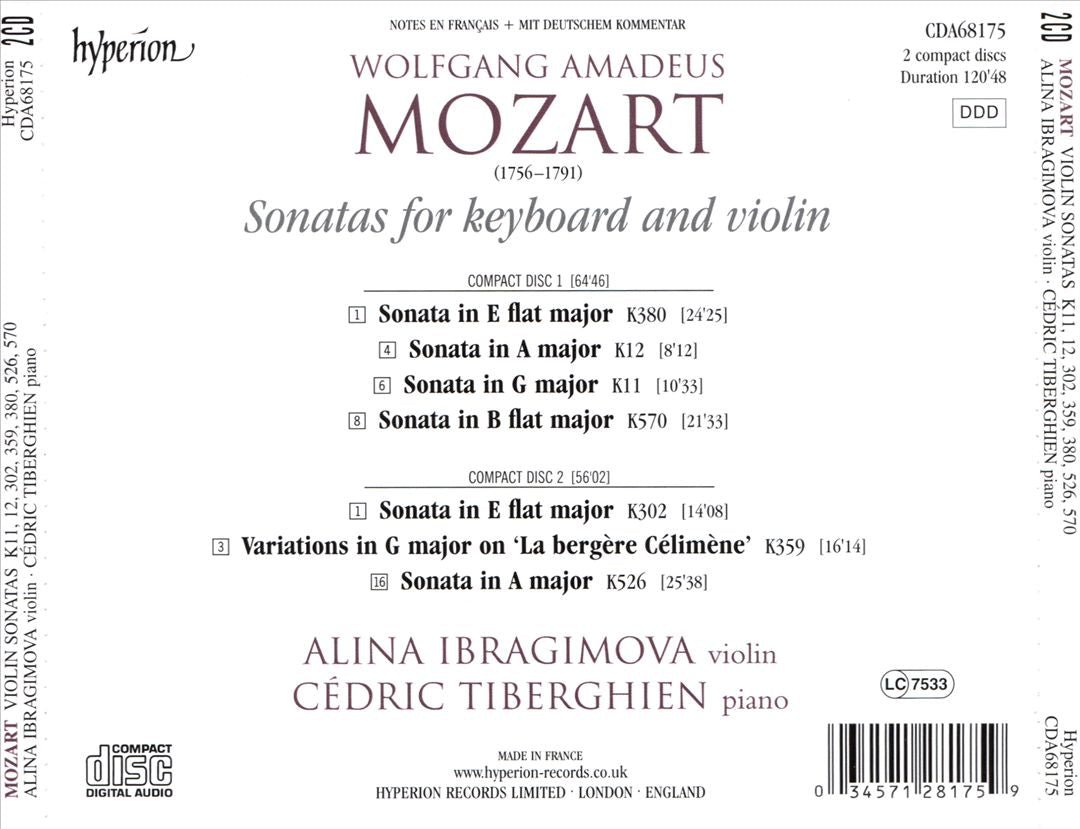 Mozart: Violin Sonatas Nos. 6, 7, 19, 28, 35; Variations in G major; Sonata in B flat major K570 cover art