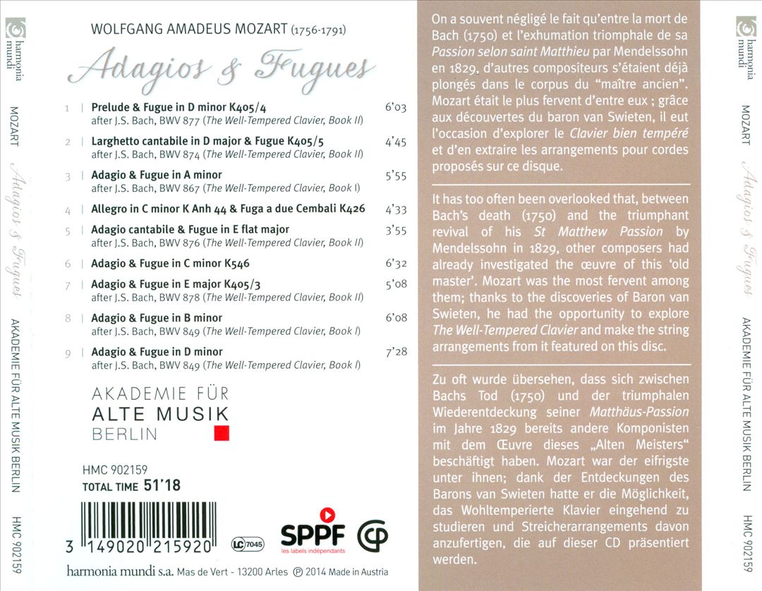 Mozart: Adagios & Fugues (after Bach) cover art