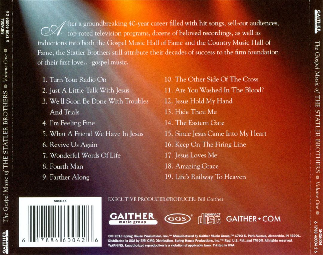 Gospel Music of the Statler Brothers, Vol. 1 cover art