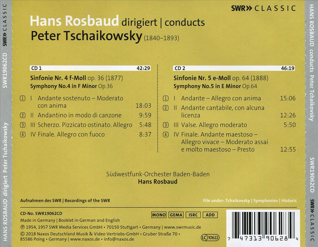 Tschaikowsky: Symphonien 4 & 5 cover art