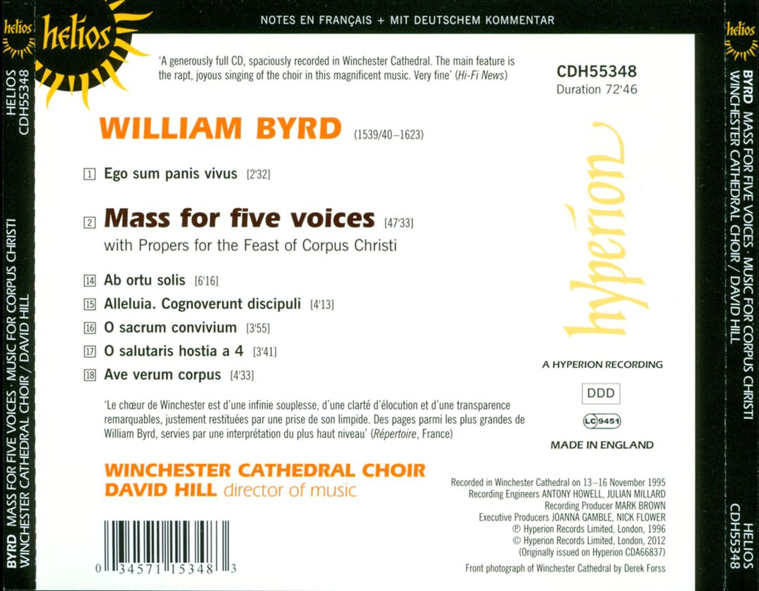 Byrd: Mass for Five Voices cover art